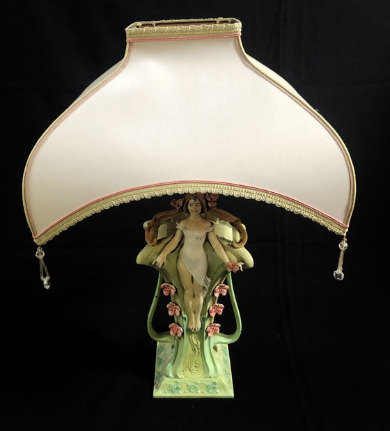 Image 1 of Large Vintage Table Lamp - Siren - Robert Pfeffer - Art Nouveau - 1920