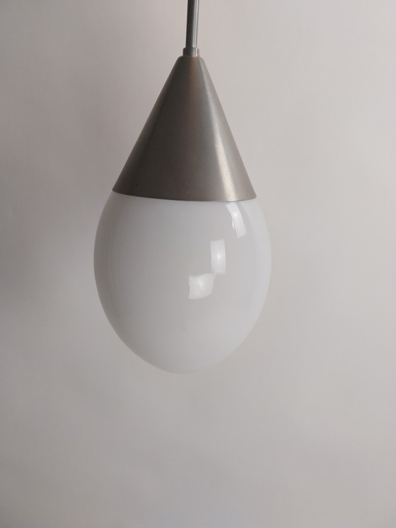 1 x Set Giso Drop Lamps in Opal White 1970s – Pendant lamps, Glass, Metal, Vintage (photo 2 of 8)