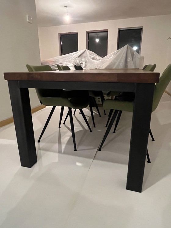 Rustic oak dining table with black metal legs, 100x220, De Bommel, Wood (photo 4 of 6)