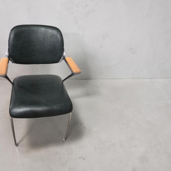 Image 1 of 1 of 4 vintage designer leather dining chairs Brunner Golf
