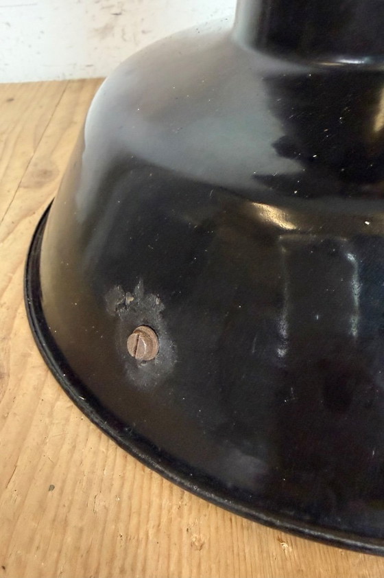 Image 1 of Industriële zwarte emaille schaarplafondlamp, jaren 30