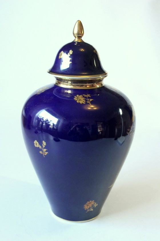 Image 1 of Royal Bavaria KPM lidded vase, porcelain, handmade, genuine cobalt