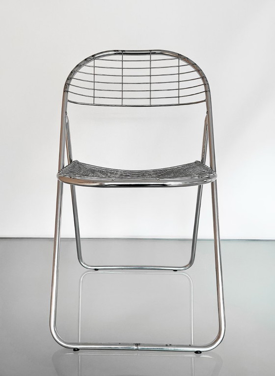 Image 1 of Chaise pliante vintage IKEA chrome années 80 Niels Gammelgaard Åland 