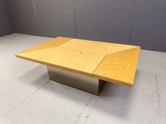 Image 1 of Vintage Ash Wood Hidden Bar Coffee Table By Paul Michel, 1970S 