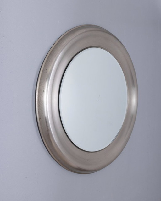 SPECCHIO ROTONDO DA PARETE VINTAGE ANNI 60 IN METALLO DESIGN GOFFREDO REGGIANI