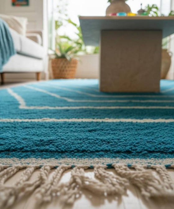 Image 1 of Off-white Moroccan rug with geometric patterns, 250cm x 150cm