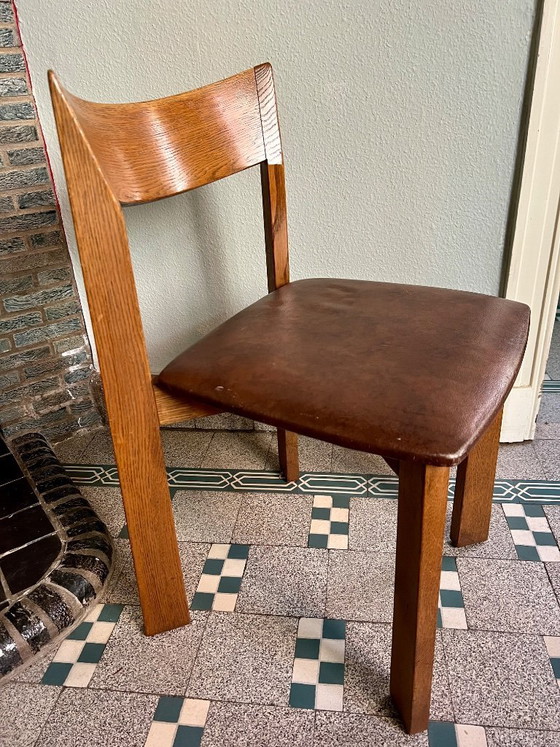 Image 1 of Set aus 8 brutalistischen Eichenholz-Esszimmerstühlen, Mauro Pasquinelli „Maria“ für Pallavisini, Italien, 1970er Jahre