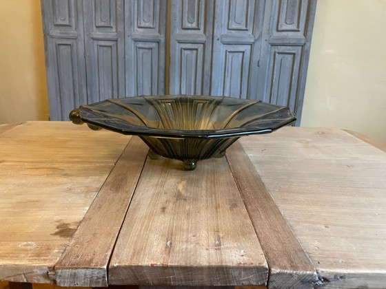 Image 1 of Coupe à fruits style Art déco 1930, vert mousse français