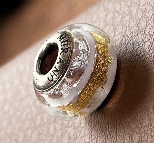 Autentica perlina/ciondolo in vetro di Murano – Argento sterling 925 e lamina d'oro (universale)