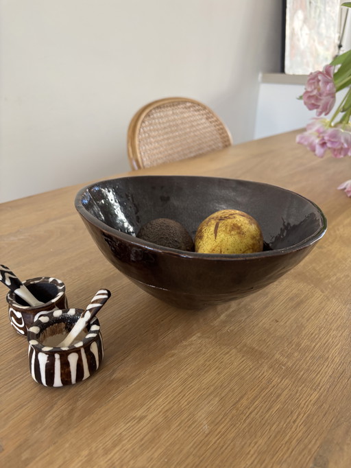 Vintage bruine kom / schaal