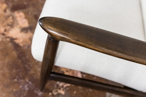 Image 1 of Mid Century Modern High Back Armchair By Edmund Homa In Kvadrat Fabric, Gfm, Poland, 1960s