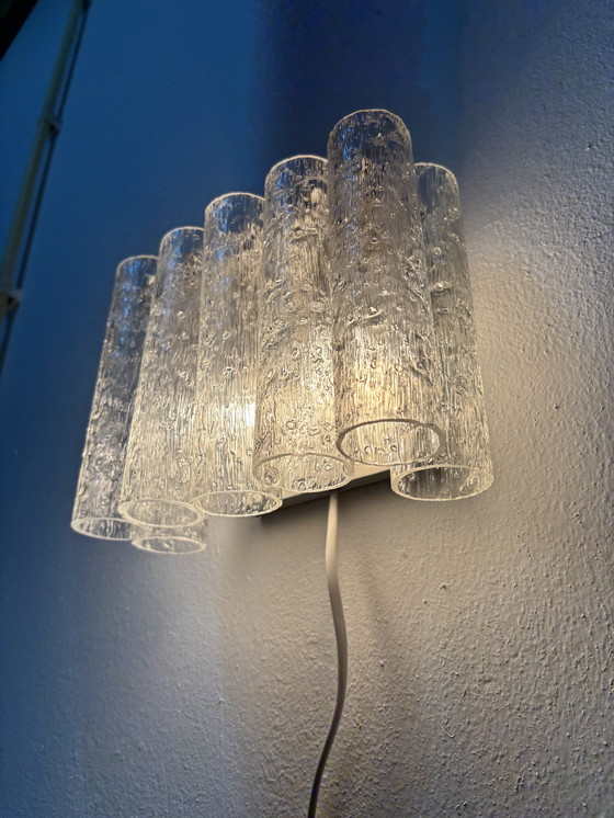 Image 1 of Vintage Doria Leuchten wall lamp ice glass tubes 1960s