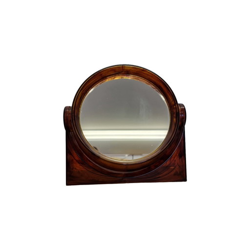 Miroir de maquillage vintage en écaille de tortue, 1960s/70s
