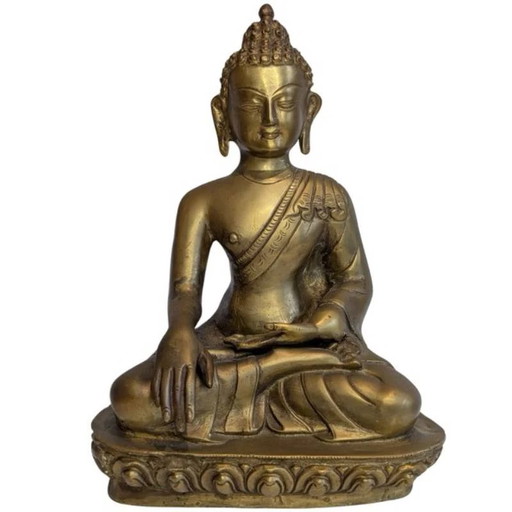 Antiek Ladakh Bronzen Boeddha Beeld – Bhumisparsha Mudra