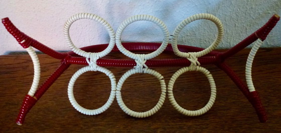 Image 1 of Vintage rekje met 6 borrelglaasjes uit de jaren 60.