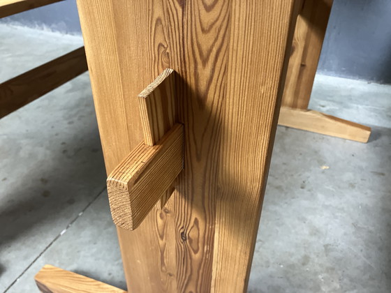 Image 1 of Dining table 2 benches pine Scandinavian Swedish