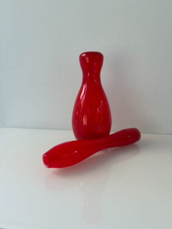 Set of 2 Red Glass Vases – Italian Glass Art (photo 6 of 10)