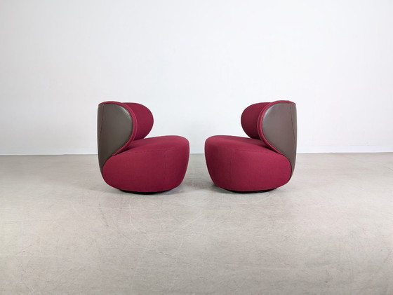 Image 1 of 2 fauteuils Walter Knoll originaux, tissu EOOS, motif violet