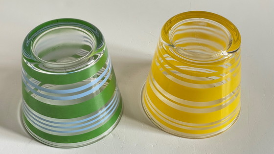Image 1 of Pair of vintage screen-printed glass planters