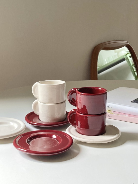 Image 1 of Ensemble de 4 tasses à café vintage en céramique