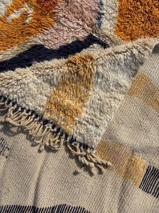 Image 1 of White Orange 3X2m Moroccan rug, Authentic Moroccan rug Berber carpet, Genuine Wool rug, Handmade rug, Beni ourain style, custom 