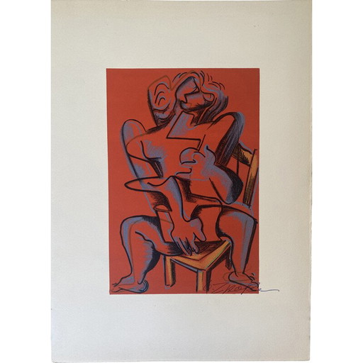 Klassische Lithographie "Die Mühen des Herkules" von Zadkine