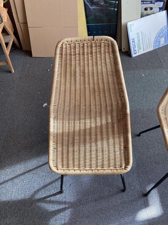 Set of 2 Vintage Rattan Chairs, 50s/60s, Mid-Century, Chairs and lounge chairs, Metal, Beige (photo 6 of 7)
