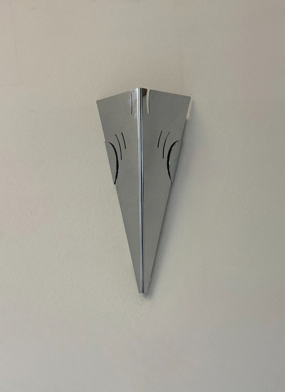 Image 1 of Coppia di applique vintage, metallo cromato, Francia, 1980