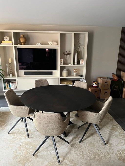 Table Du Sud eettafel, donkerbruin, rond 150 cm
