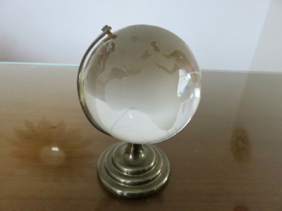 Image 1 of Kleiner Kristallglobus, dekorativer Briefbeschwerer, 1970er Jahre