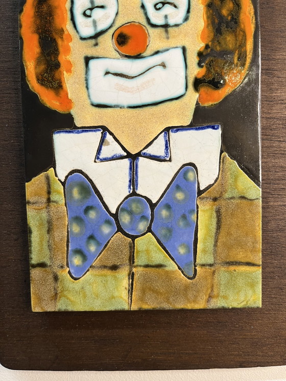 Image 1 of Decorazione murale in ceramica vintage raffigurante un clown 