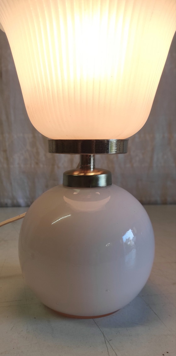 Image 1 of Table lamp in pink opaline glass - mid-20th century