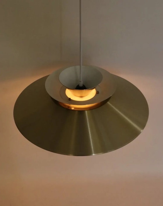 Image 1 of Vintage Danish brass pendant lamp bowl lamp retro