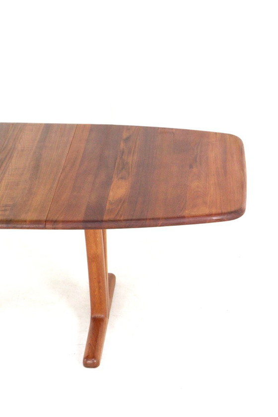 Image 1 of Table de salle à manger rectangulaire ovale à rallonge Holstebro en teck massif