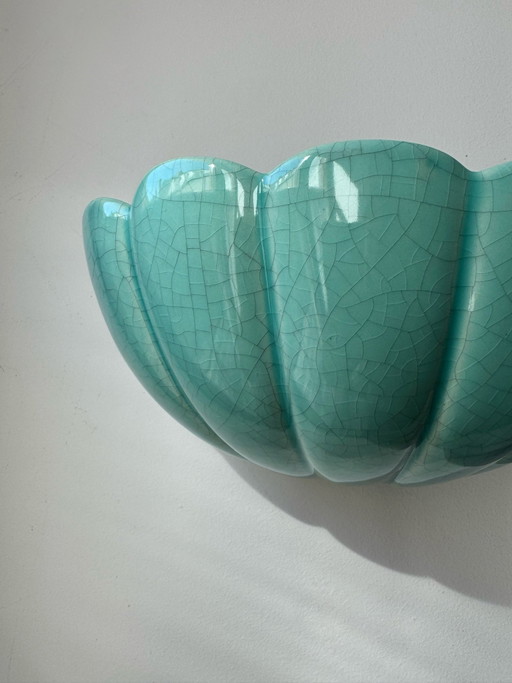 Wandleuchte Muschelform, Craquelé-Keramik, 80er Jahre