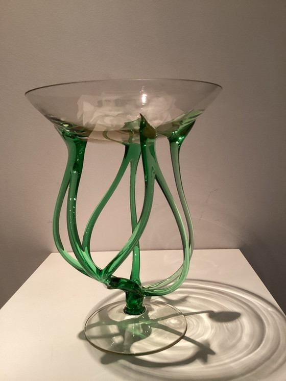 Josefina Krosno vase with a unique octopus base., Glass, Green (photo 5 of 5)