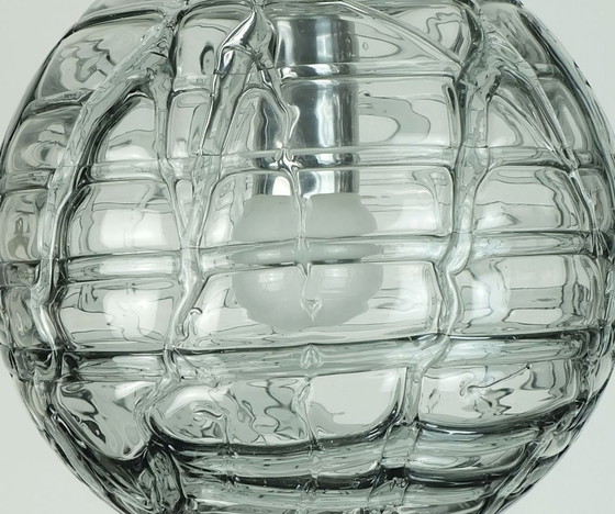 Image 1 of no. 2 de 2 - élégante lampe suspendue mid century doria-leuchten verre et métal gris clair et fumé années 60 70 suspension