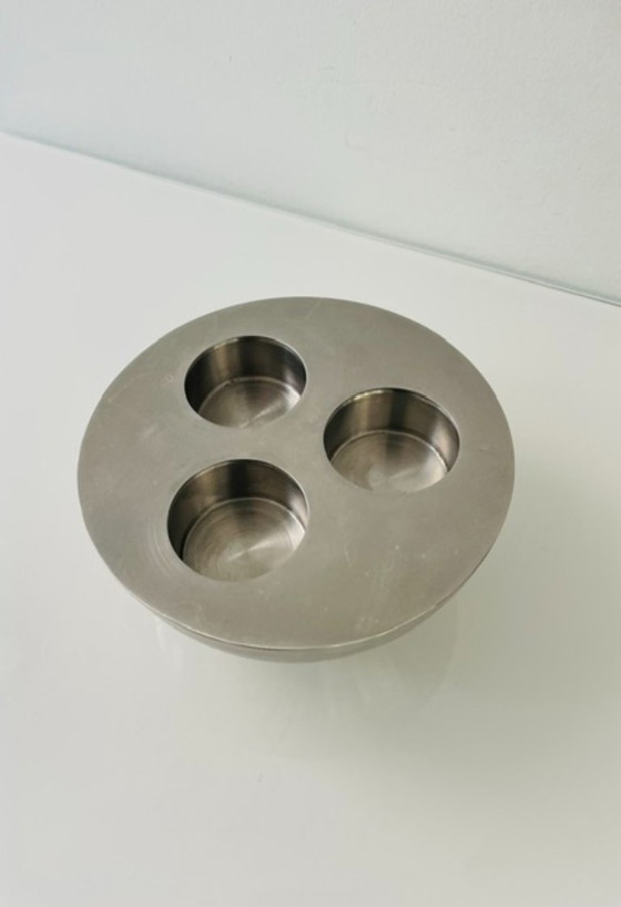 Image 1 of Minimalistische RVS kaarsenhouder 3 waxinelichtjes