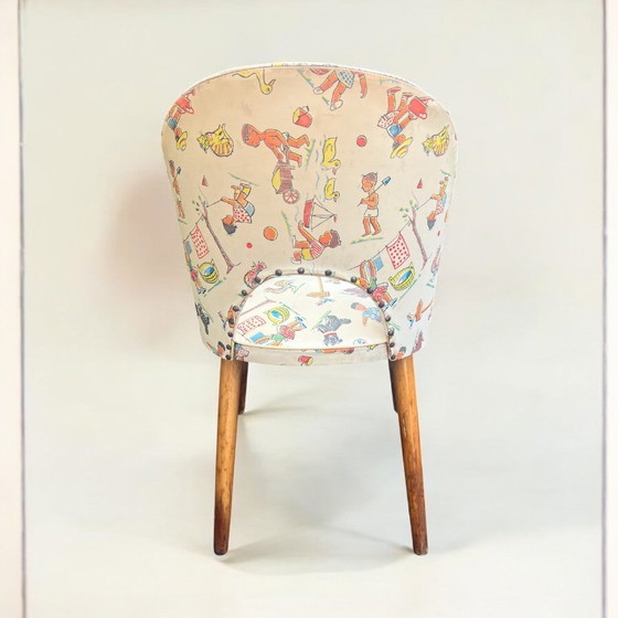 Image 1 of Sedia retrò per bambini nella tipica forma degli anni '50 con motivo scolastico, made in Germany