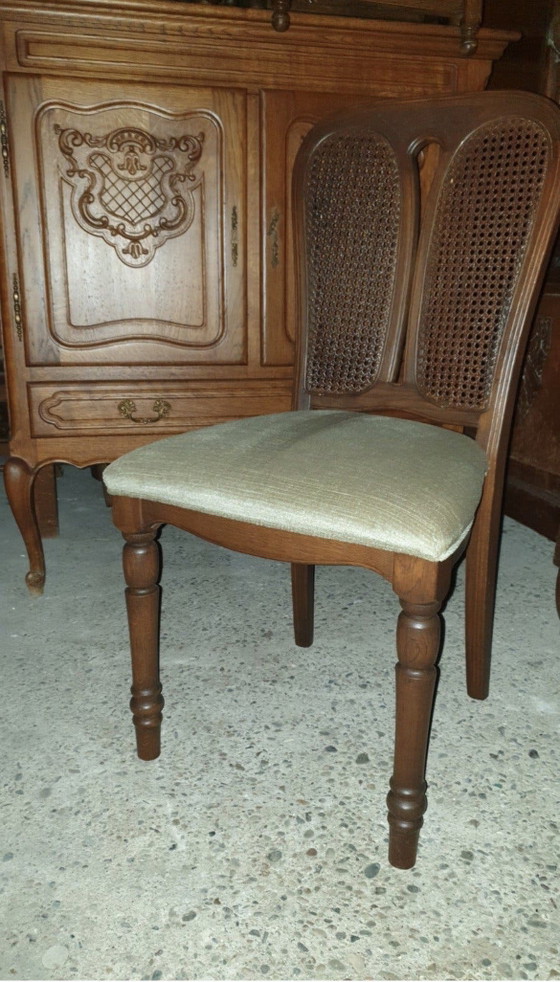 4 chaises de salle à manger classiques en chêne – Textile, Wood (photo 5 of 6)