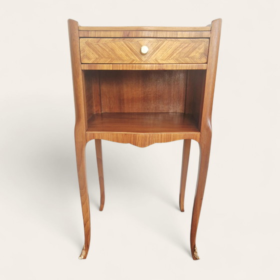 Image 1 of Pair of Louis XV style bedside tables - Rosewood marquetry