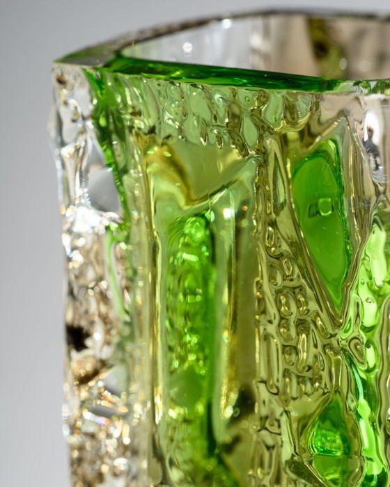 Image 1 of Czech Brutalist Glass Vase Attributed to Vladislav Urban or Rudolf Jurnikl SKLO