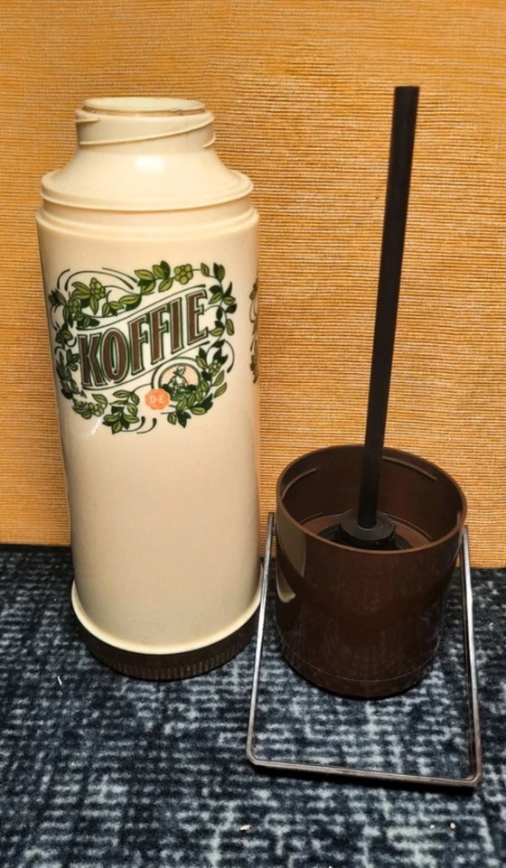 Image 1 of Vintage Douwe Egberts (V203) set jaren '70 – opaline thee/koffie potten + airpot 34 cm