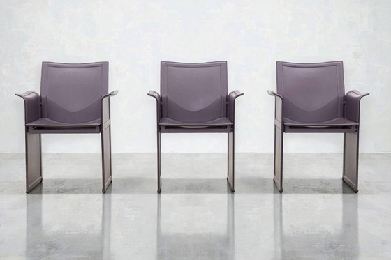 Image 1 of (3) Sedie "Korium" in pelle di Tito Agnoli per Matteo Grassi