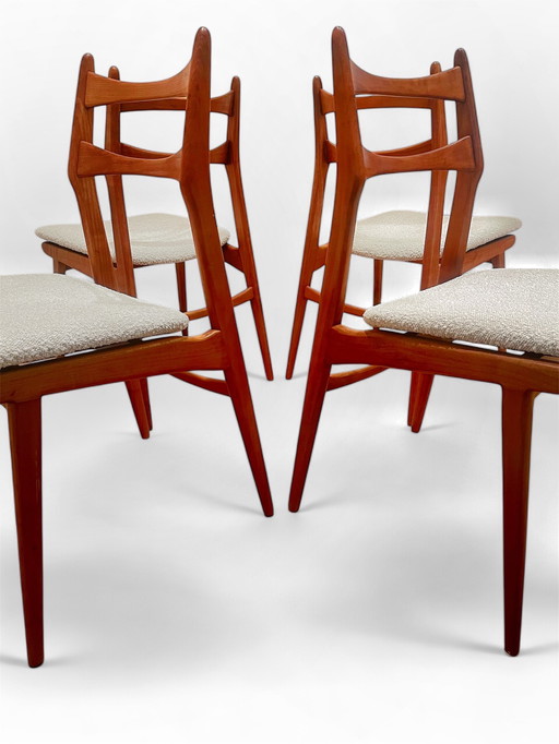4 x Habeo Boomerang vintage teak dining chairs
