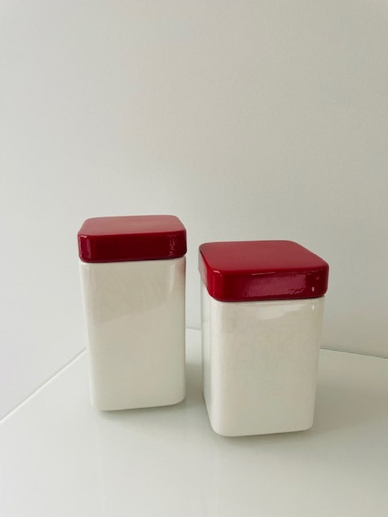Image 1 of Ensemble de 2 bocaux de rangement vintage de design italien