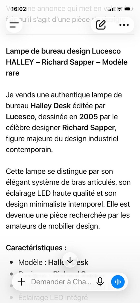 Authentic Halley Desk lamp produced by Lucesco – Reading Lamp, Chrome, Metal (photo 5 of 5)
