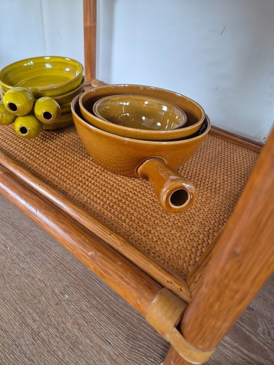 Image 1 of 2 scaffali/tavoli vintage in bambù/rattan