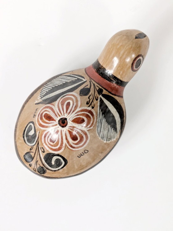Image 1 of Figurine de tortue Tonala vintage | Art populaire mexicain en poterie peinte à la main des années 1970