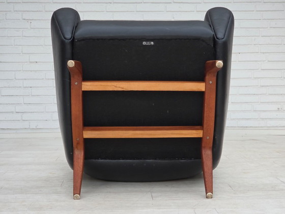 Jaren 60, Deens ontwerp van Illum Wikkelsø, fauteuil, model 110, leer, teak – Wood (photo 19 of 21)